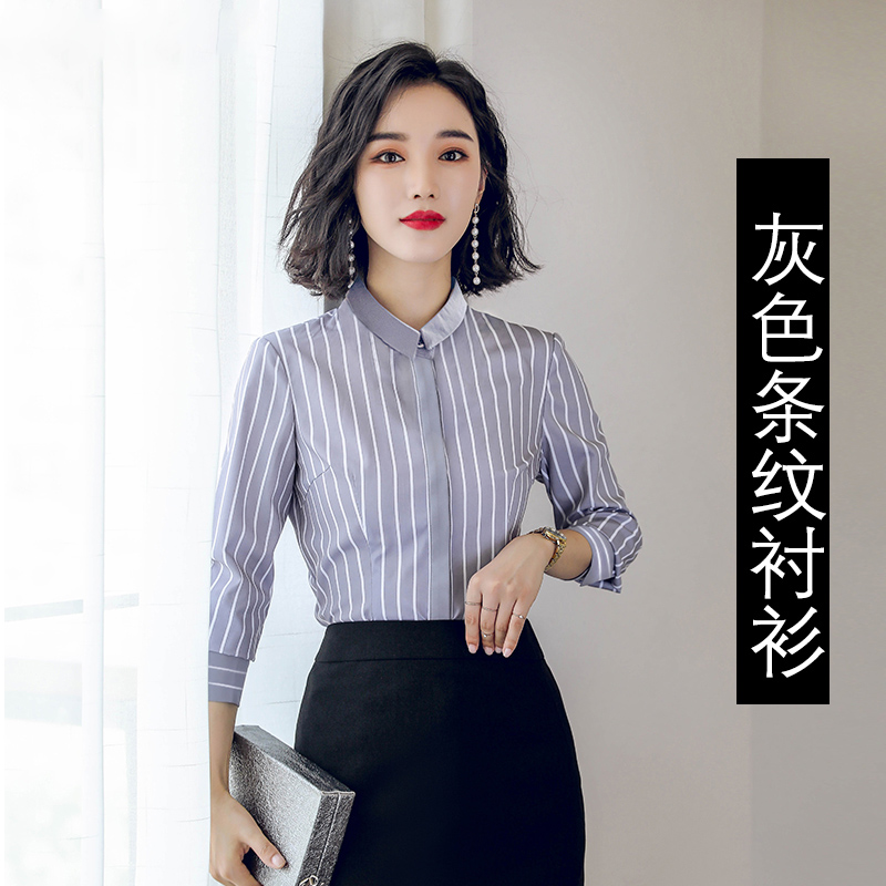 Workwear biểu tượng tùy chỉnh thời trang chuyên nghiệp phù hợp với phụ nữ trang phục của mùa hè ngắn tay sọc váy phong cách chuyên nghiệp phụ nữ bảo hộ lao động của