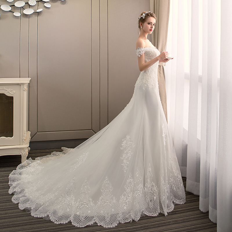 Wedding 2024 new bride, fish tail tail light yarn tourism, Mori, luxurious super immortal light wedding dress is simple and thin Wedding 2024 new bride, fish tail tail light yarn tourism, Mori, luxurious super immortal light wedding dress is simple and thin