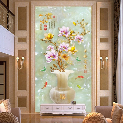 Diamond Embroidery 2020 Новая вертикальная версия Ping Arich Vase Diamond Painter и благоприятная картина Magnolia Living Room