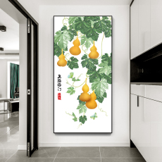 Вышитая картина 玄关五福临门钻石画竖版走廊过道挂画钻石绣现代中式客厅点钻画5d TS