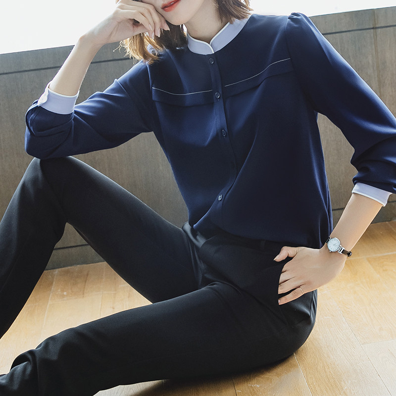 Standing Collar Long Sleeve Snowspinning Shirt Woman Plus Suede Blouse 2022 New Year's new large size Loose Design Sense Foreign Style Shirt