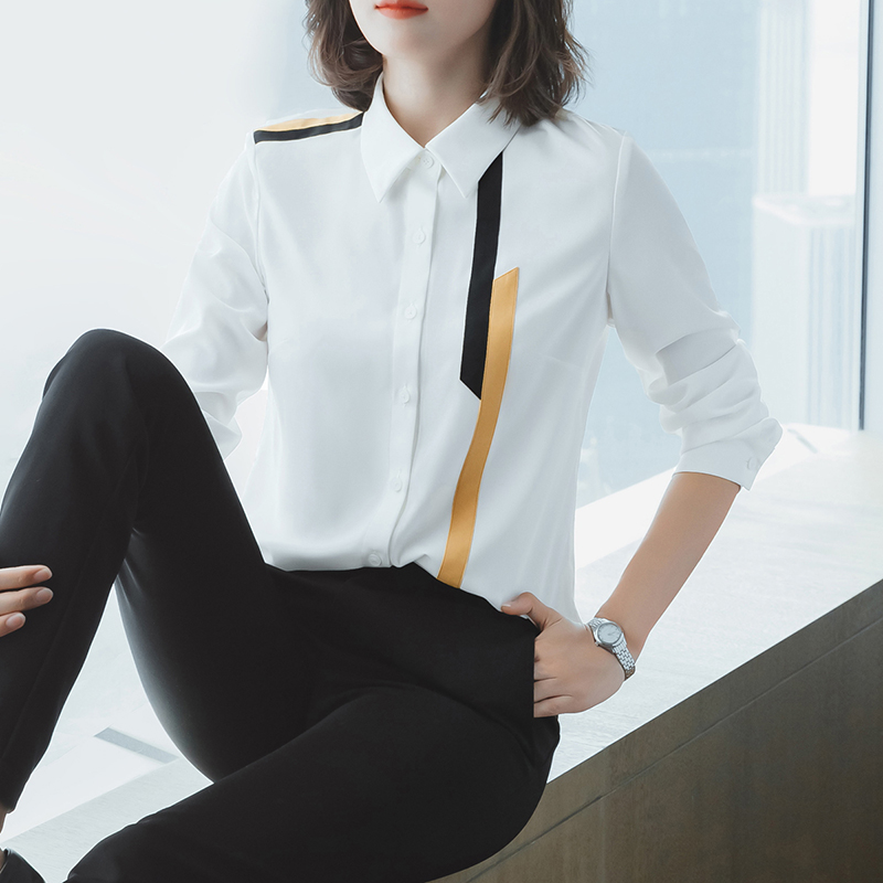 White Career Shirt Woman Han Edition 2022 Summer New Long Sleeve Snow Spinning Loose Blouse Lady Shirt Tide