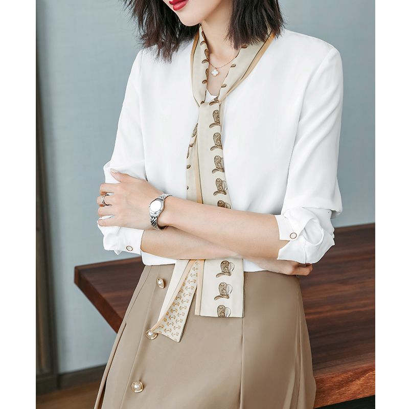 Korean Version Lady Long Sleeve Snowspinning Shirt 2022 Summer New pro white shirt large size Loose Foreign Pie blouse