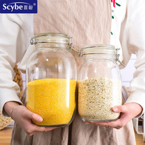 Xibi moisture-proof rice box Kitchen sealed rice bucket glass household insect-proof storage rice tank Flour rice noodle storage box