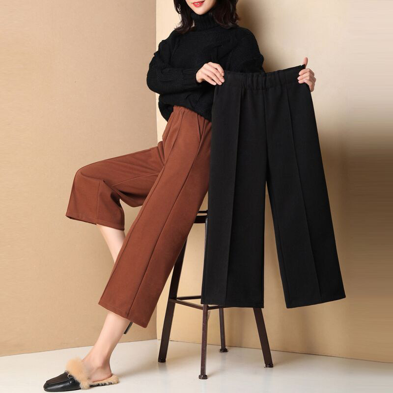 Mao's wide leg pants woman 2022 new autumn and winter high waist straight cylinder pants Korean version student loose thickened 90% trouser damp