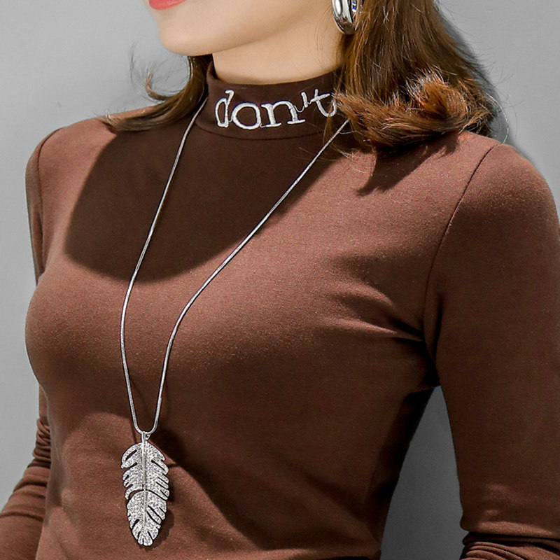 Autumn dress woman 2021 new long sleeve T-shirt woman half high collar thickened with undershirt Korean version cotton T-shirt blouse