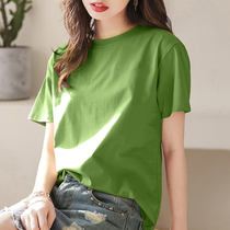 2022 New Summer White Short Sleeve T-Shirt Woman Loose Korean Version Black Half Sleeve Blouse Butter Fruits Green Compassionate Tide