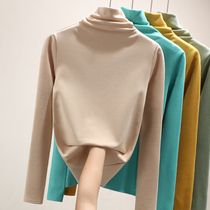 Duvet Bottom Jersey Woman Autumn Winter with Spring and Autumn 100 lap 2021 High collar Ocean Thickened Warm Grinding and Airy T-Shirt Female Tide