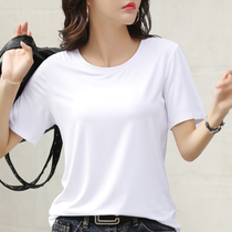 Modale Short Sleeve T-shirt Womens Dress 2022 New Summer White Round Collar Black Loose Half Sleeve Compassionate Blouse