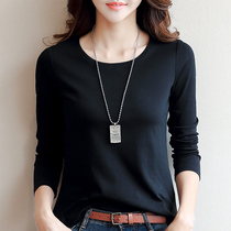2020 new autumn and winter black round neck long sleeve t-shirt womens slim base shirt solid color t-shirt Korean cotton top