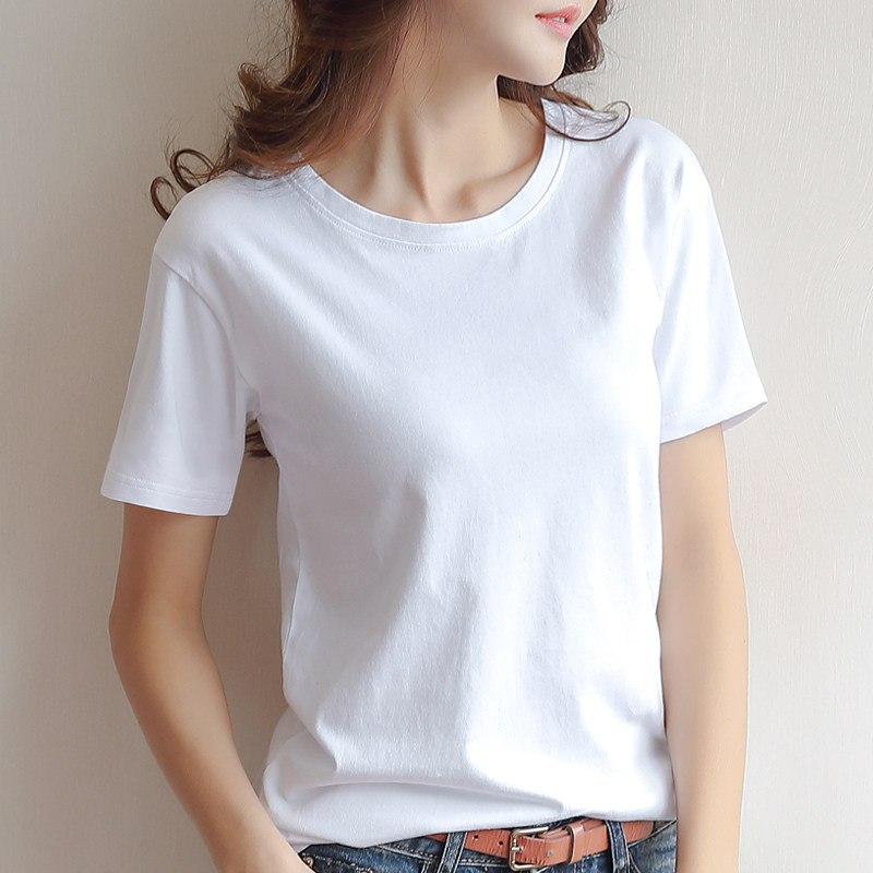 (2 pieces of 49 yuan) 2022 summer new round neck short sleeve t-shirt women loose white half sleeve Han fan top t-shirt