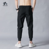 Мужские летние шелковые быстросохнущие трендовые тонкие спортивные штаны для отдыха, облегающий крой