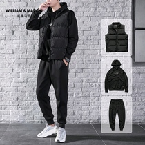  Winter mens sweater suit with casual clothes handsome 2021 new trendy sportswear set of autumn and winter three-piece suit