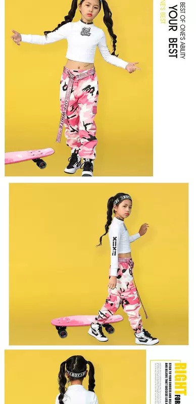 Trẻ em mới mặc trang phục khiêu vũ jazz cô gái chơi Liuyi trang phục hip hop Cô gái Hàn Quốc đường phố khiêu vũ quần áo biểu diễn quần áo tập nhảy