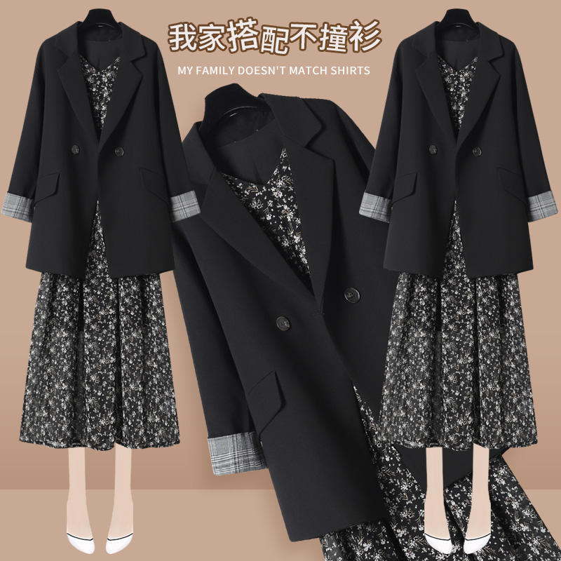 Port Wind Chic Loose Black Spring Suit Jacket Woman 2022 West suit Flowers Foreign Dress Casual Temperament Suit
