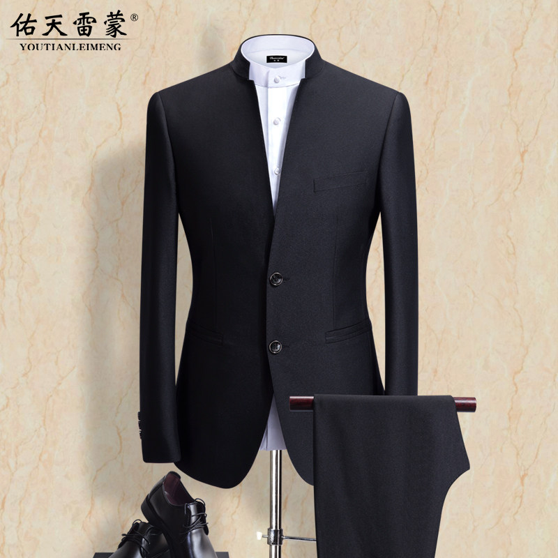 Chinese stand collar Chinese groom wedding dress men's Chinese dress youth slim Tang costume costume suit suit suit