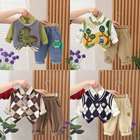Летняя одежда, лонгслив, нарукавники, детский комплект, 3 предмета, 1-3-5 лет, подходит для весны и осени, в западном стиле