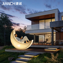 Creative Luminous Moon Bright Lights Outdoor Waterproof Patio Lawn Lawn Villa View Light Atmosphere Crescent Floor Lamp Seat Light