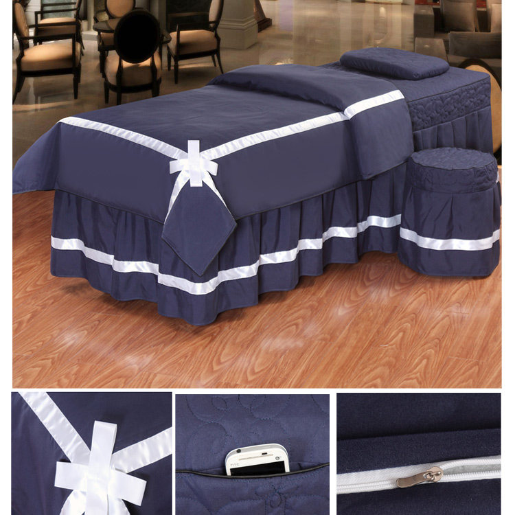 Tinh tế sang trọng chất liệu polyester màu mịn chà bông giường bốn bộ của thẩm mỹ viện bộ giường đặc biệt có thể được tùy chỉnh kích thước đầy đủ - Trang bị tấm ga chun bọc giường spa