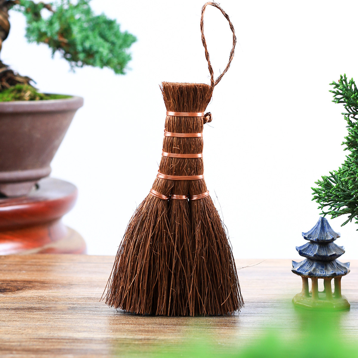 Pure Handmade Brown Brush Bonsai Brush Basin Surface Cleaning Palm Brush Bonsai Sweeping Tool Imported Spot Tea Lane Brown Brush