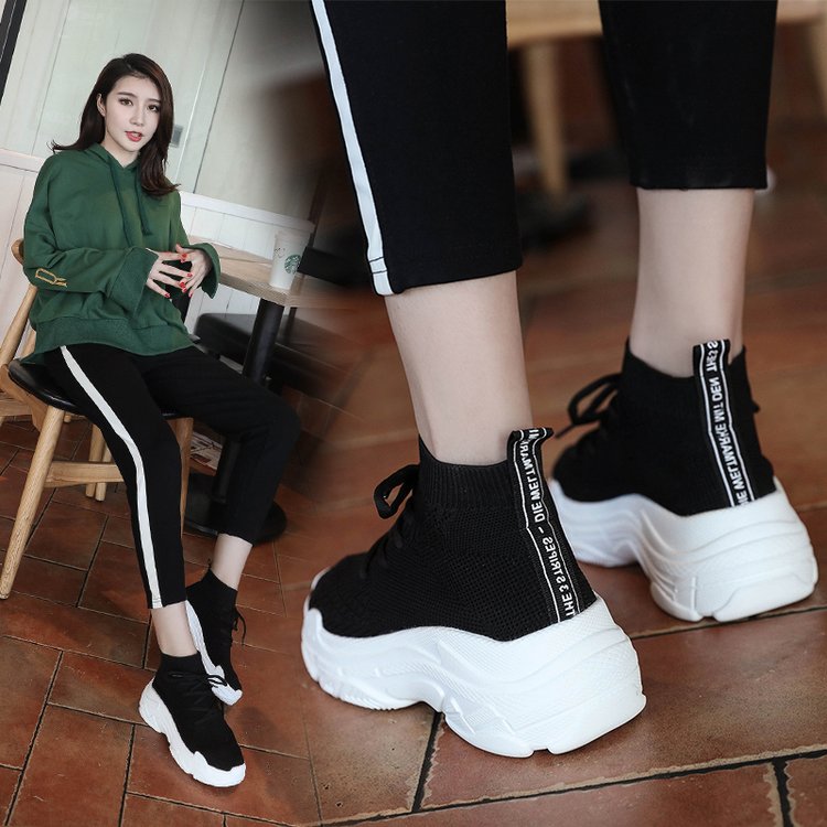 Ins siêu lửa stretch socks giày nữ Hàn Quốc phiên bản của ulzzang dày thoáng khí sinh viên hip hop hip-hop giày cao