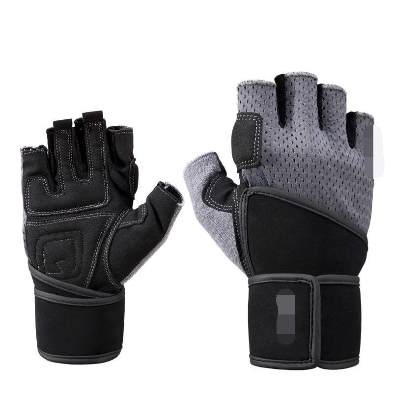 Fitness gloves Non-slip men's and women's half finger extended wrist protection palm dumbbell barbell equipment pull-up sports gloves