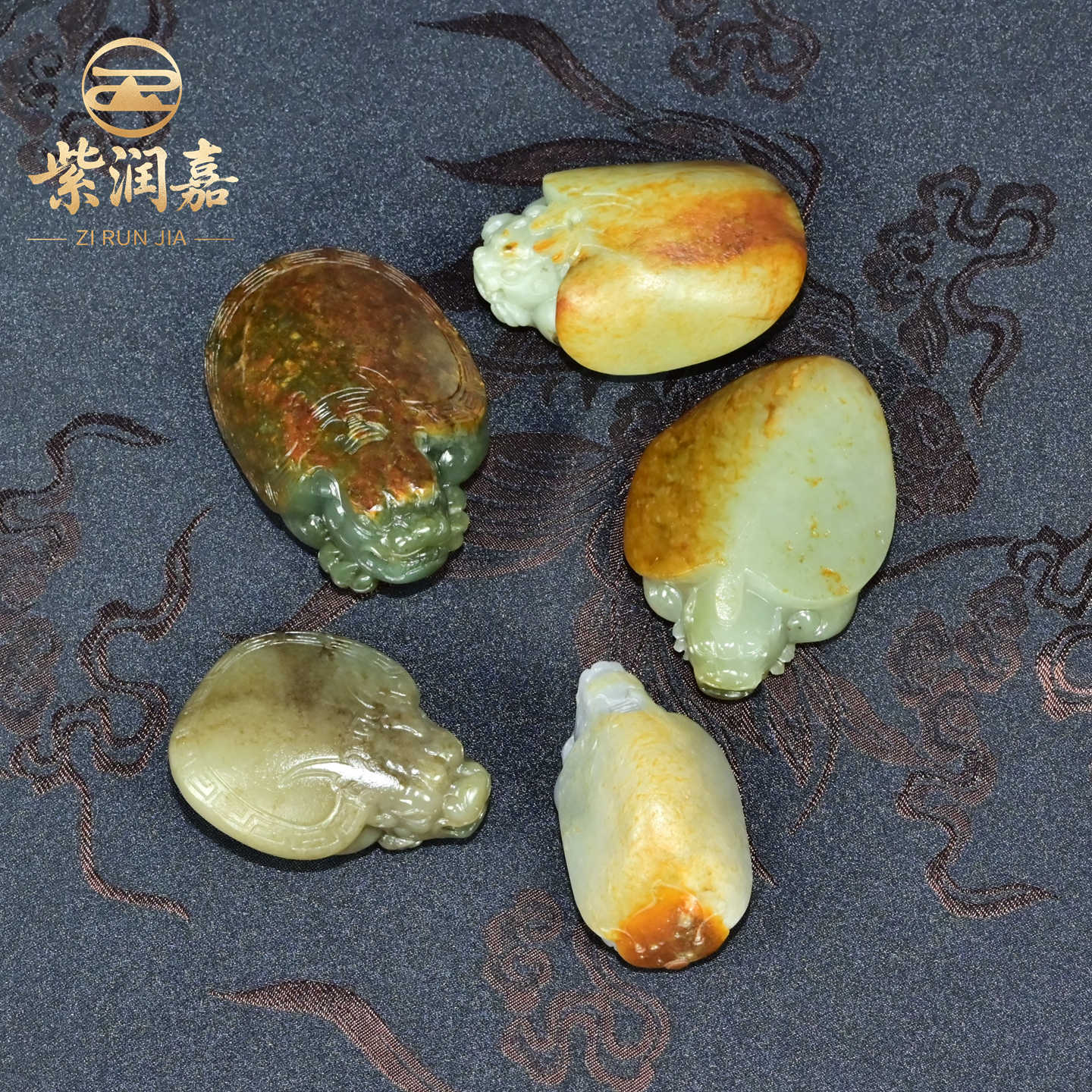 本物和田玉☆籽料☆青花黄皮！招財モチーフ龍亀証明書