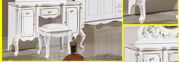 Bộ bàn ghế châu Âu kết hợp phòng ngủ đầy đủ bộ sáu bộ đồ cưới phòng cưới nội thất tủ quần áo giường bàn trang điểm nội thất hiện đại