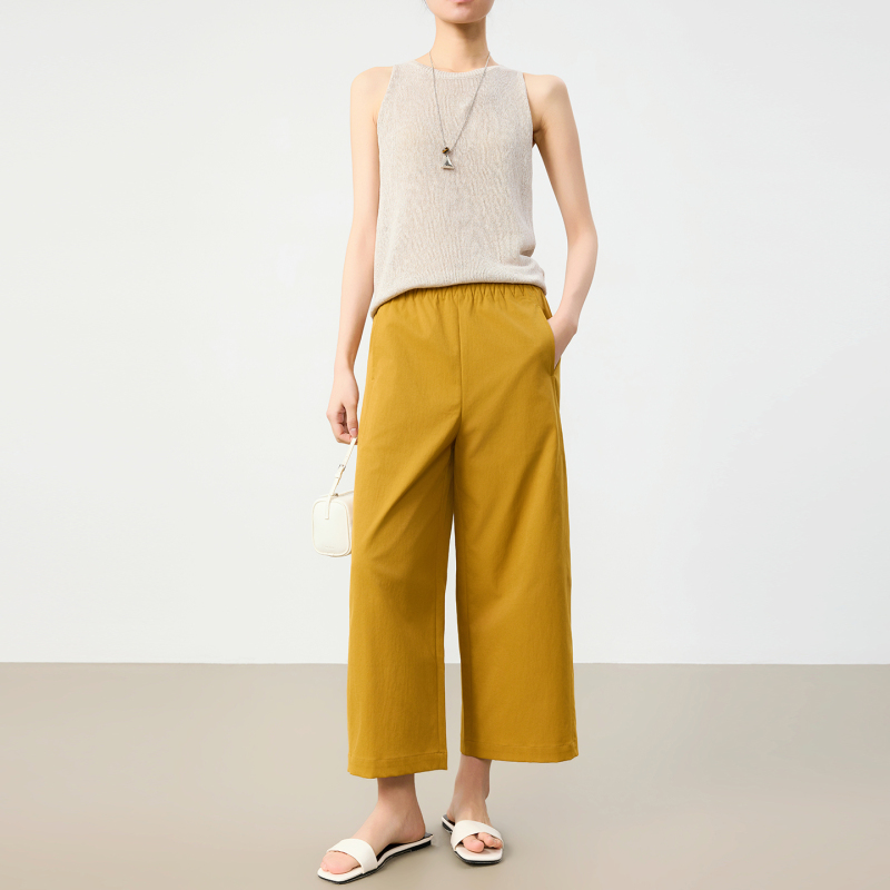Cenolr/Straight-Leg "Lightweight Pants"~Thin High-Waisted Slimming Nine-Point Straight Wide-Leg Casual Pants for Women 26 Summer