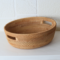 Vietnam autumn rattan woven large fruit basket storage basket Dirty clothes basket Fruit basket vegetable basket Oval shape with handle pure handmade