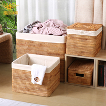 Vietnam Rattan clothes finishing Cosmetics storage box Storage basket with lid Dirty clothes basket Pastoral Oversized King size