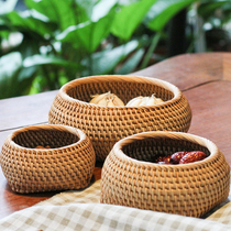 Vietnam autumn rattan woven dried fruit box Candy snack box basket storage box Small basket basket desktop storage medium small