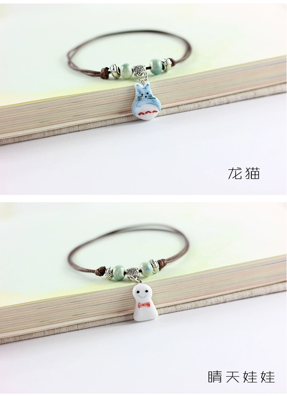 Thời trang Hàn Quốc gốm dễ thương vẽ tay nhỏ vòng tay gốm tươi sáng tạo thời trang trang sức nhỏ có thể làm vòng chân - Vòng chân vòng chân cho nữ