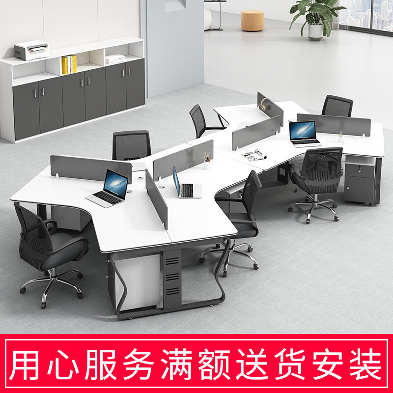 Staff Desk 3 5 6 People's booth SCREEN COMPUTER DESK BRIEF MODERN MULTIPERSON STAFF TABLE AND CHAIRS COMBINATION