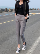 Japanese substitute SLY gray suit women spring and autumn high waist OL nine cigarette tube pants casual thin foot suit pants