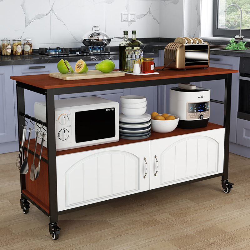 Kitchen microwave oven rack floor-to-ceiling removable multi-layer storage rack storage table cutting table locker