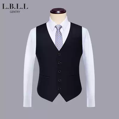 Suit men's black five buckles Korean Four Seasons groom wedding suit vest men's slim business casual outside vest