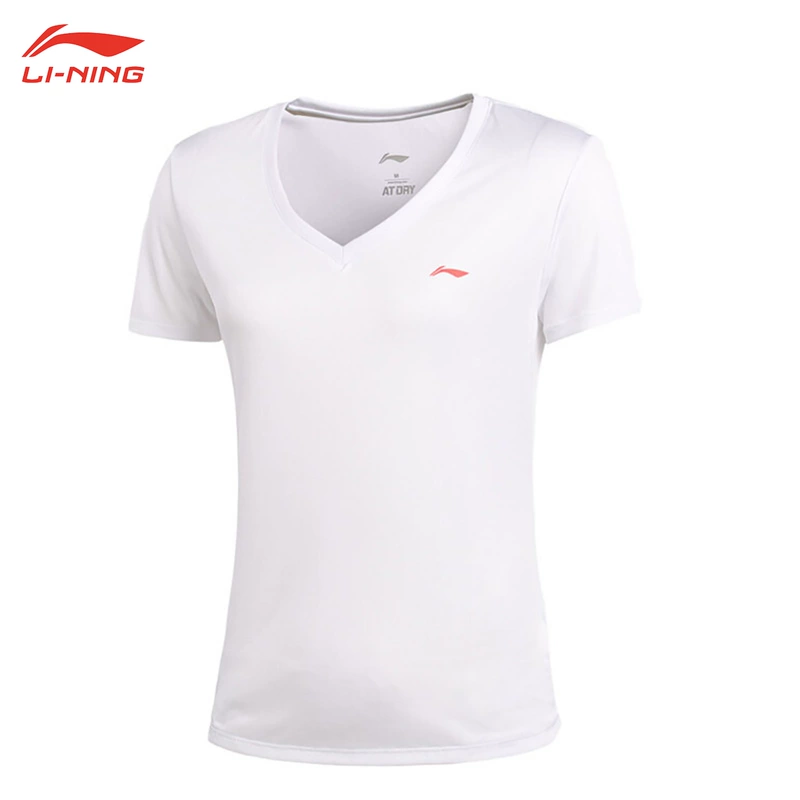 Li Ning thể thao ngắn tay quần áo thoáng khí và nhanh khô quần áo thun cổ tròn Áo sơ mi polo chạy tập thể dục quần áo thể thao quần short - Áo phông thể thao