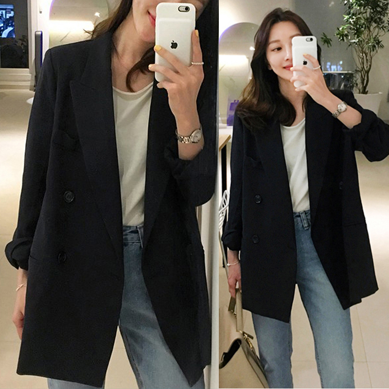 Suit jacket woman 2021 new autumn and winter Korean version loose lady Netred Little West clothes Leisure Inrenins blouses