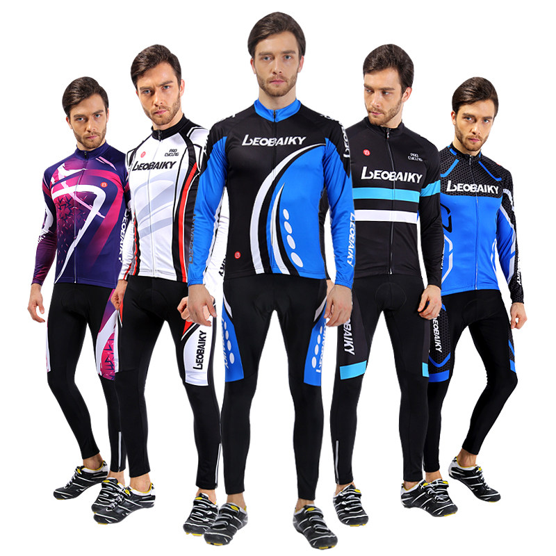 LB summer cycling suit long sleeve set men's spring and autumn road cycling suit long pants mountain bike clothes custom