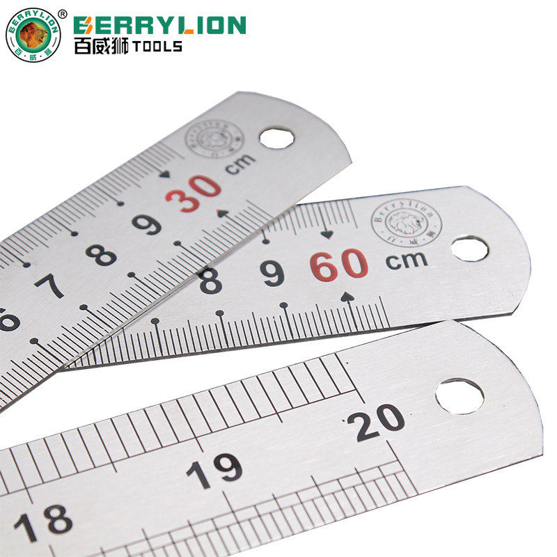 Budweiser lion thickened stainless steel steel ruler Steel ruler Steel ruler scale ruler Woodworking ruler Male imperial double-sided dual-use ruler