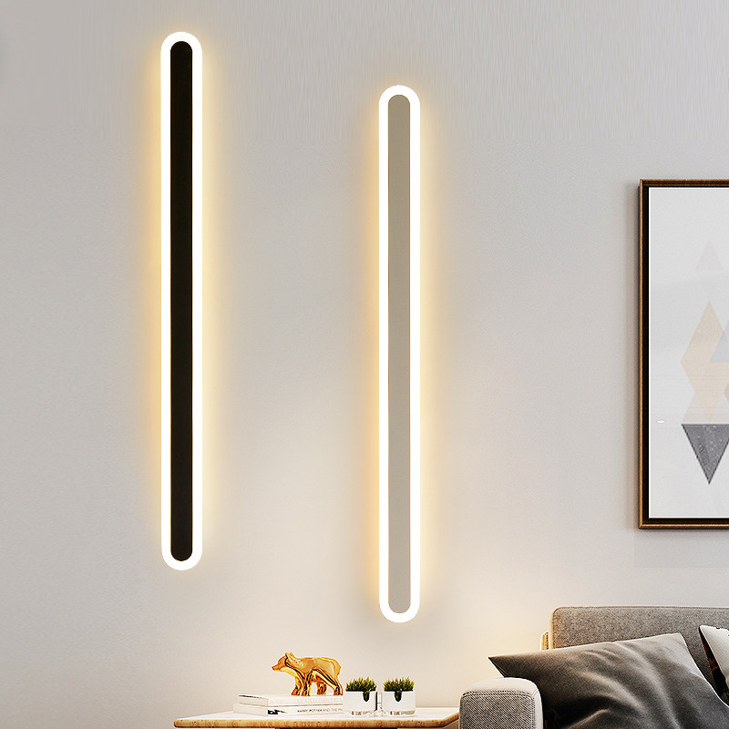 Strip led wall lamp Living room Bedroom Bedroom headlights Extreme minimalist modern line Aisle Balcony Creative Wall Luminaire-Taobao