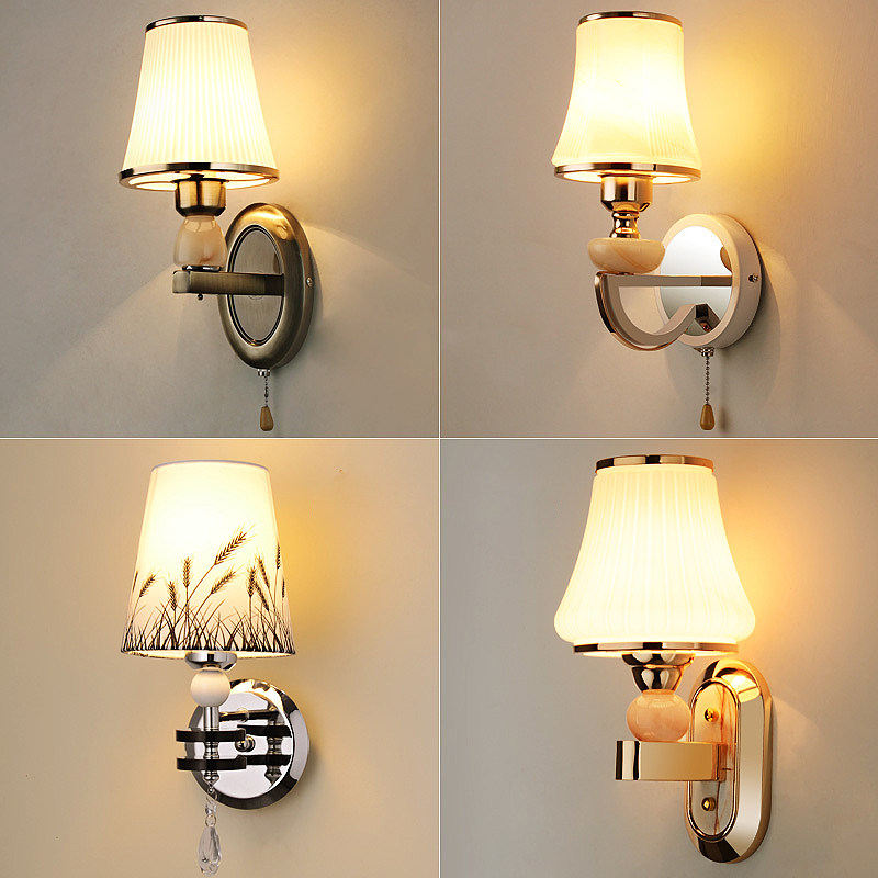 Wall lamp bedroom bedside living room lamp led warm with switch modern simple wall lights double-end aisle stair light