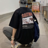 Ретро трендовая футболка с коротким рукавом, в американском стиле