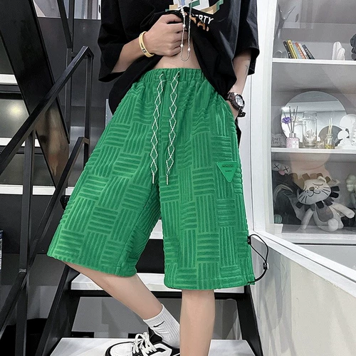 Tide, зеленые цветные летние тонкие шорты для отдыха, дизайнерские штаны, изысканный стиль, в американском стиле, тренд сезона