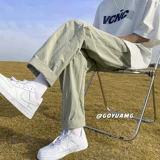 Хаки тонкие шелковые нейлоновые быстросохнущие японские штаны, свободный прямой крой