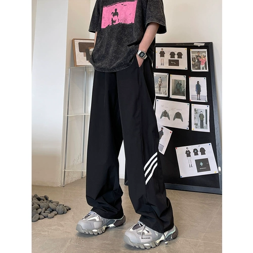 Красные нейлоновые шелковые быстросохнущие тонкие штаны, в американском стиле