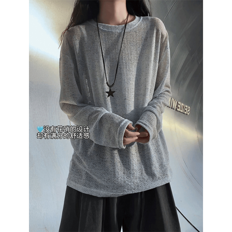 Cleanfit Hollow-Out Quick-Dry Round-Neck Long-Sleeve T-Shirt for Men, Autumn Old Money Style, Sun-Protective Inner Wear, Couple's Knit Cover-Up Cleanfit Hollow-Out Quick-Dry Round-Neck Long-Sleeve T-Shirt for Men, Autumn Old Money Style, Sun-Protective Inner Wear, Couple's Knit Cover-Up