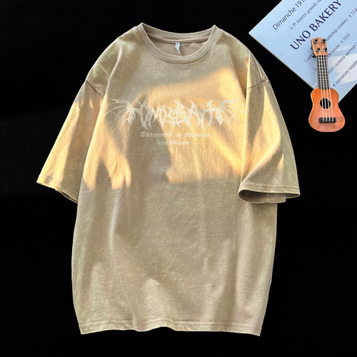 Ретро летняя футболка, в американском стиле, короткий рукав, европейский стиль, изысканный стиль