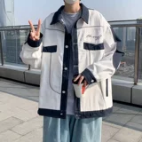 Рубашка, джинсовая мужская осенняя куртка для школьников, подходит для подростков, оверсайз